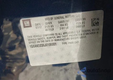 2018 Cadillac Ats Premium Luxury из США, поврежденный, VIN 1G6AK5SS6J0106001